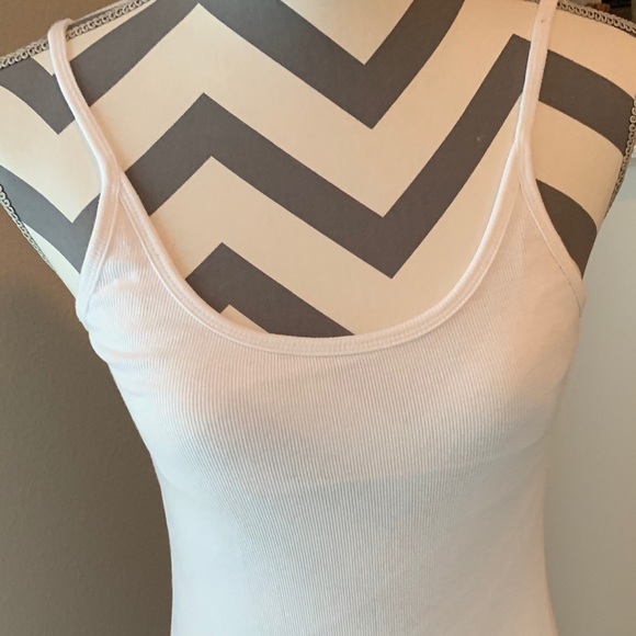 New, White Spaghetti Strap Ribbed Stretch Tank Dress, Size Large - Picture 1 of 8
